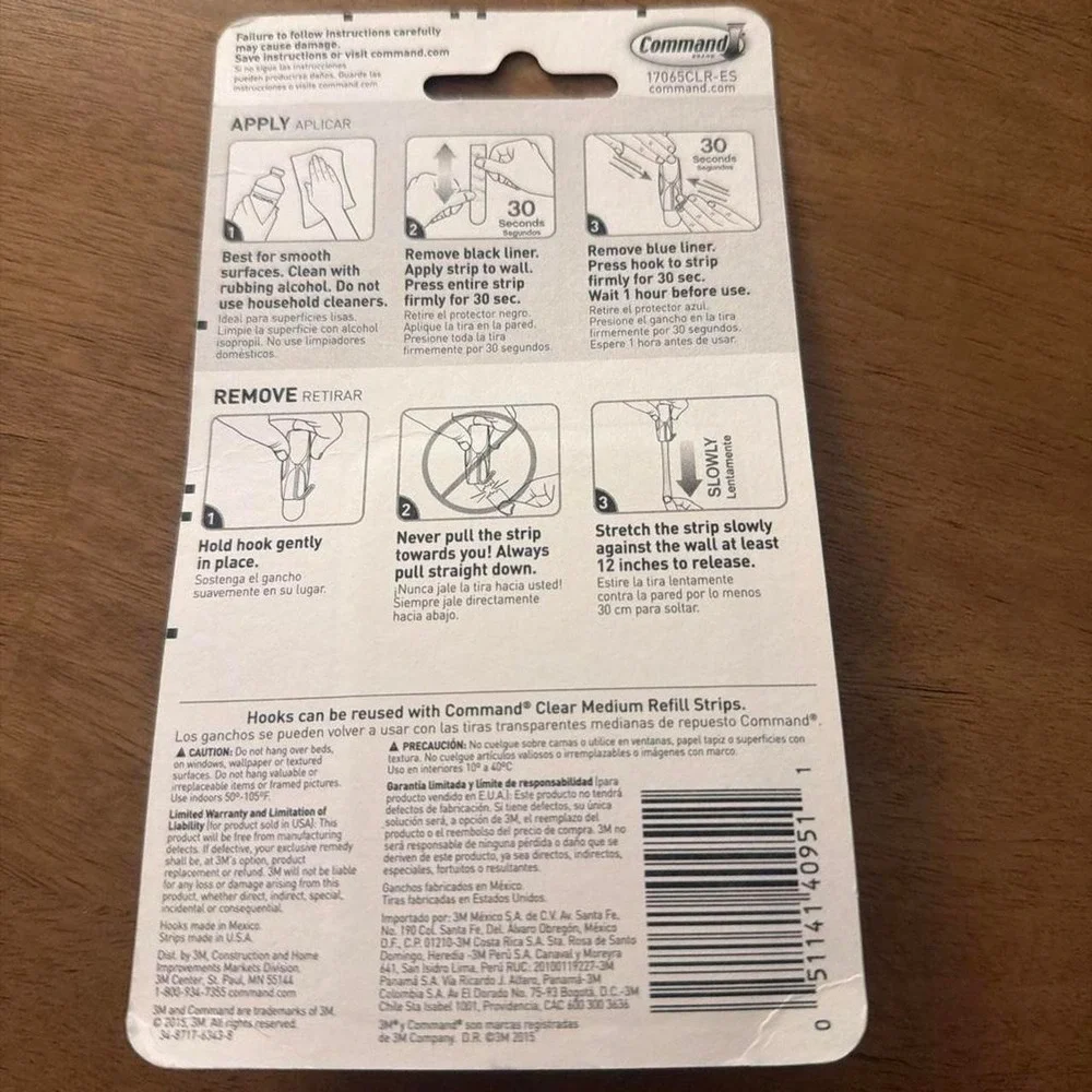 3M Command Medium Wire Hooks Clear Damage-Free Hanging 2 Hooks 17065CLR-ES